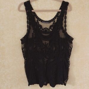 2️⃣ for 🔟 Suzy Shier sheer lace black tank top size L